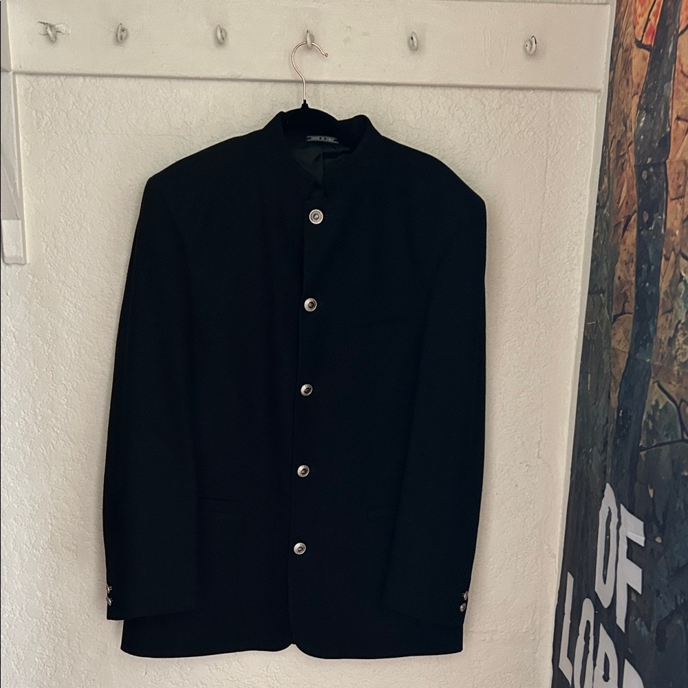 Versace Black Jacket with Silver Buttons